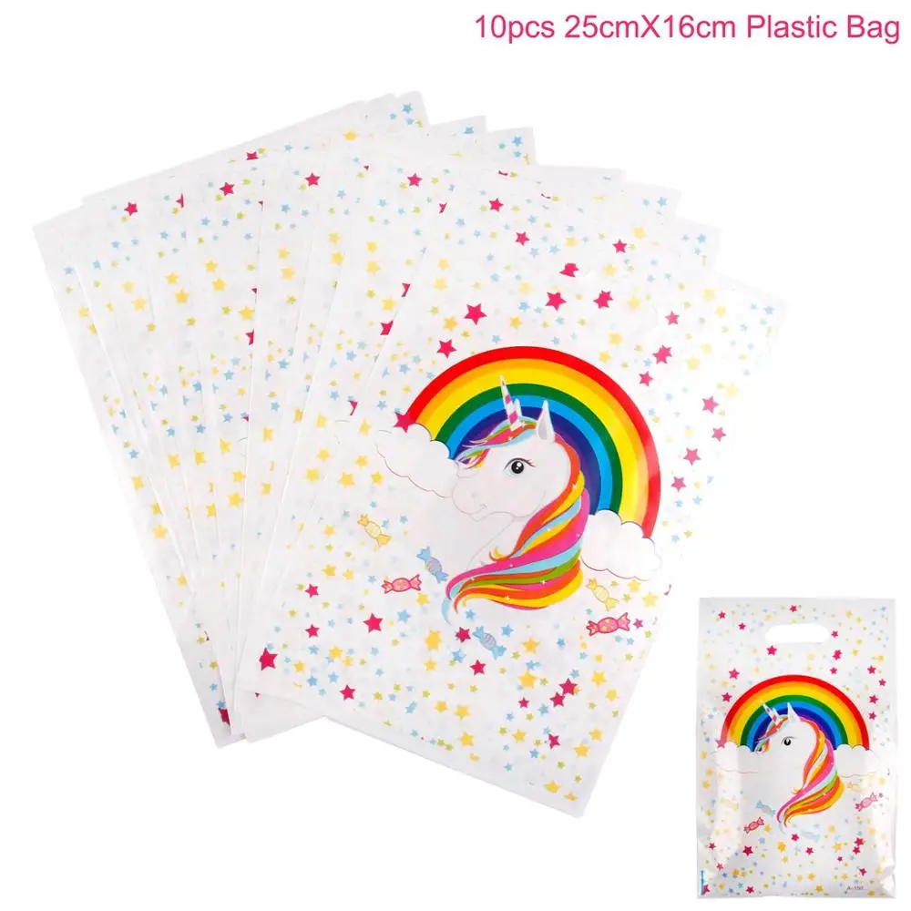 Plastic bag 2 PATIMATE 100 шт Единорог мешочек для печенья, конфет Единорог вечерние украшения подарок с Unicorn сумка Свадьба День Рождения Декор упаковка поставки - Цвет: Plastic bag 2