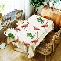 flamingo animal digital print polyester waterproof tablecloth tropical monstera banana green leaves rectangular table cloth