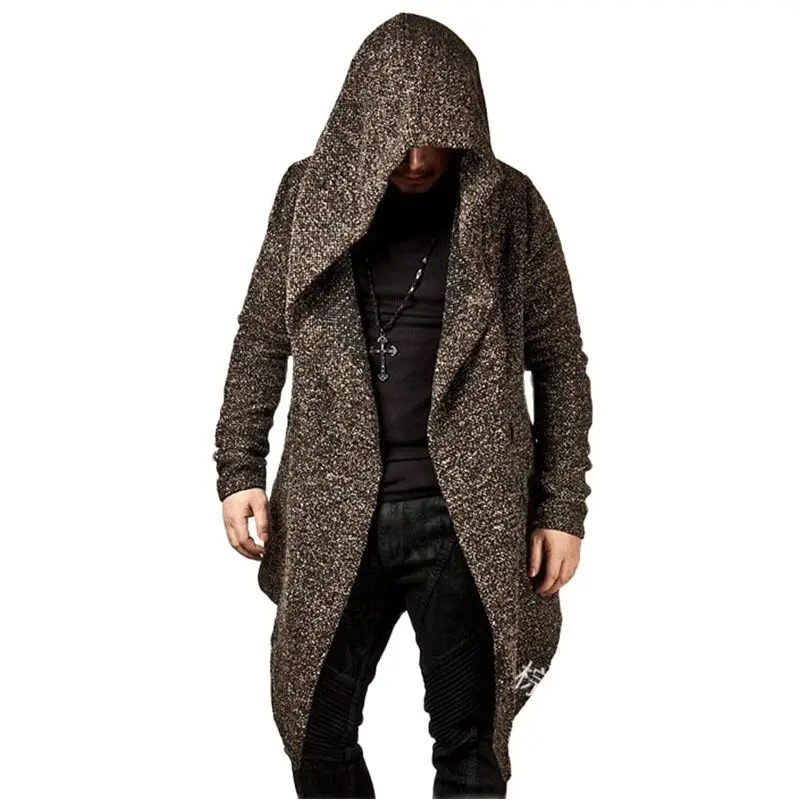 Мужской тонкий Тренч в стиле хип хоп панк с капюшоном длинная куртка