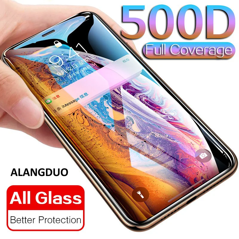 500D полное покрытие закаленное стекло для iphone X XS 11 Pro Max XR 7 8 Защита экрана 6s