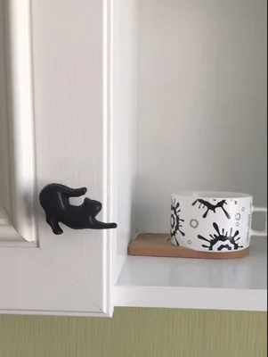 Чугунные матовые черные ручки в форме кота американские для ящиков и дверей