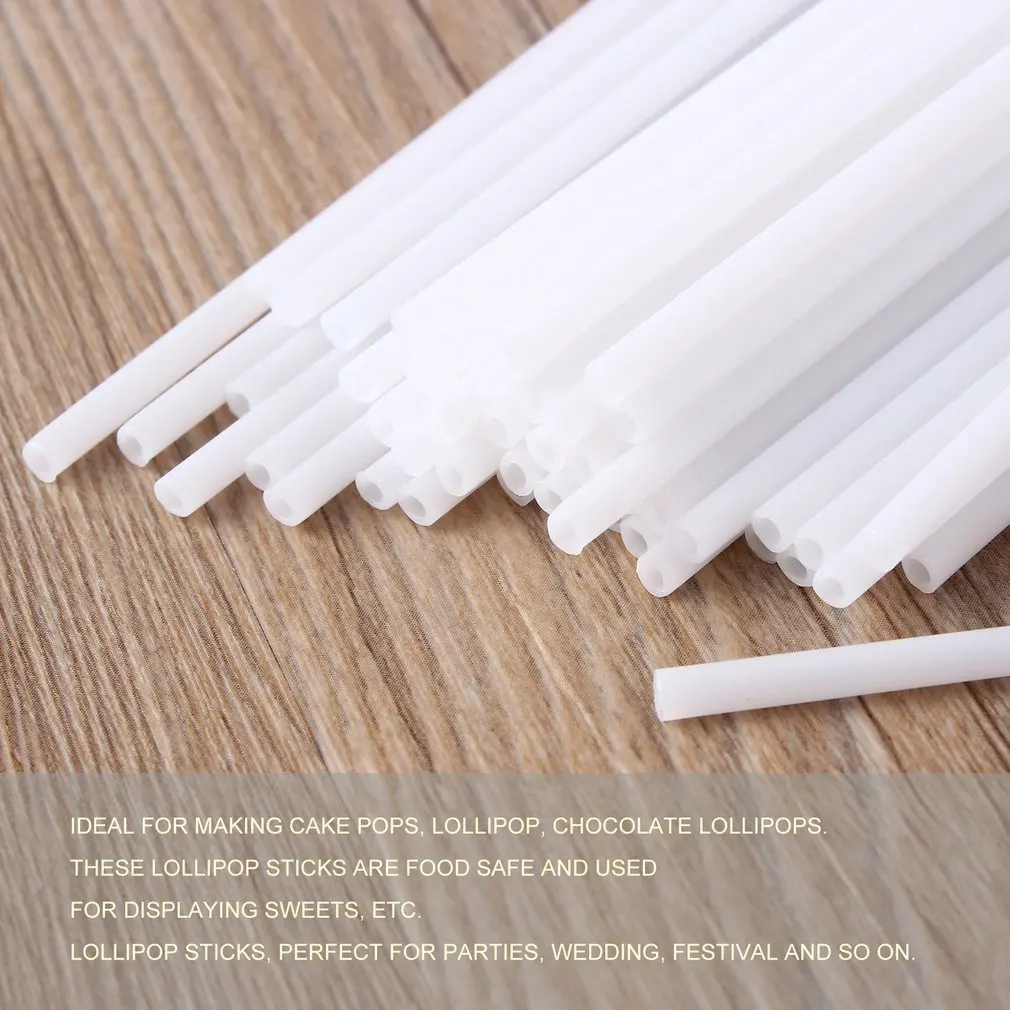

High Quality 50Pcs/set Non-Toxic Food Grade Plastic Sucker Tubes Universal Sticks For Making Candy Chocolate Cake Lollipop Pops