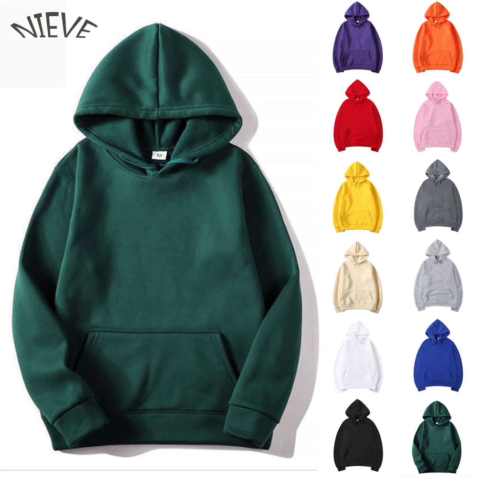 

Solid Color Casual Hoodie Kangaroo Pocket Design Student Sweatshirt Men And Women Solid Color Hoodie Winter Warm Hoodie Camisa