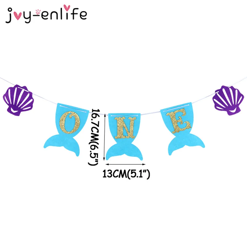 Русалка тема вечерние баннеры Блестящий один флаги с днем рождения Беби Шауэр