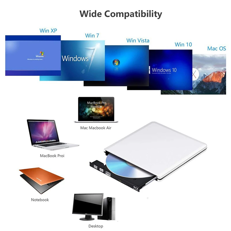 USB 3 0 Внешний Blu Ray оптический привод Bluray bd rw горелка BD RE CD/DVD Writer Play 3D 4K диск для