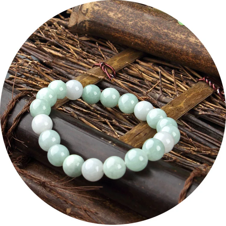 

Genuine Jade Bracelet Women Natural Burma Jades Stone Beads Elastic Beaded Strand Bracelets Jadeite Bangle Girlfriend Mom Gifts