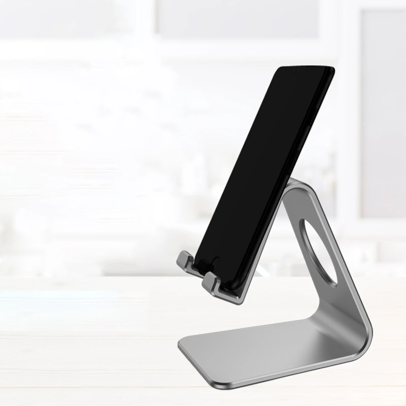 

Portable Mobile Phone Holder Aluminum Alloy Phone Tablets Stand Desktop Rack For Home Office Desktop Stand-Silver/Black