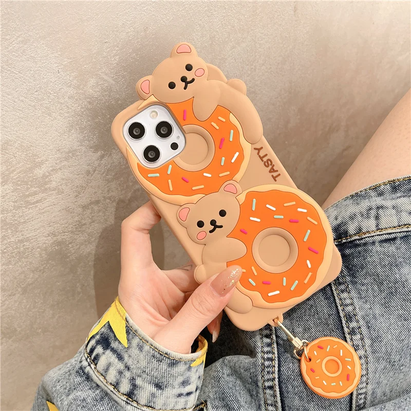 Чехол с мультяшным милым маленьким медведем для Apple IPhone 11 12 Pro Max Mini X XS XR 6 6s 7 8 Plus SE