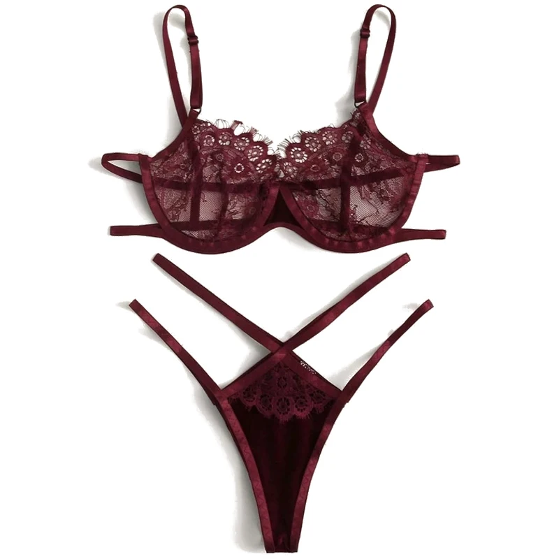 Fashion Women Bra Set Lace Velvet stitching Lingerie Panty Sexy Light and Breathable Underwear Sets | Женская одежда
