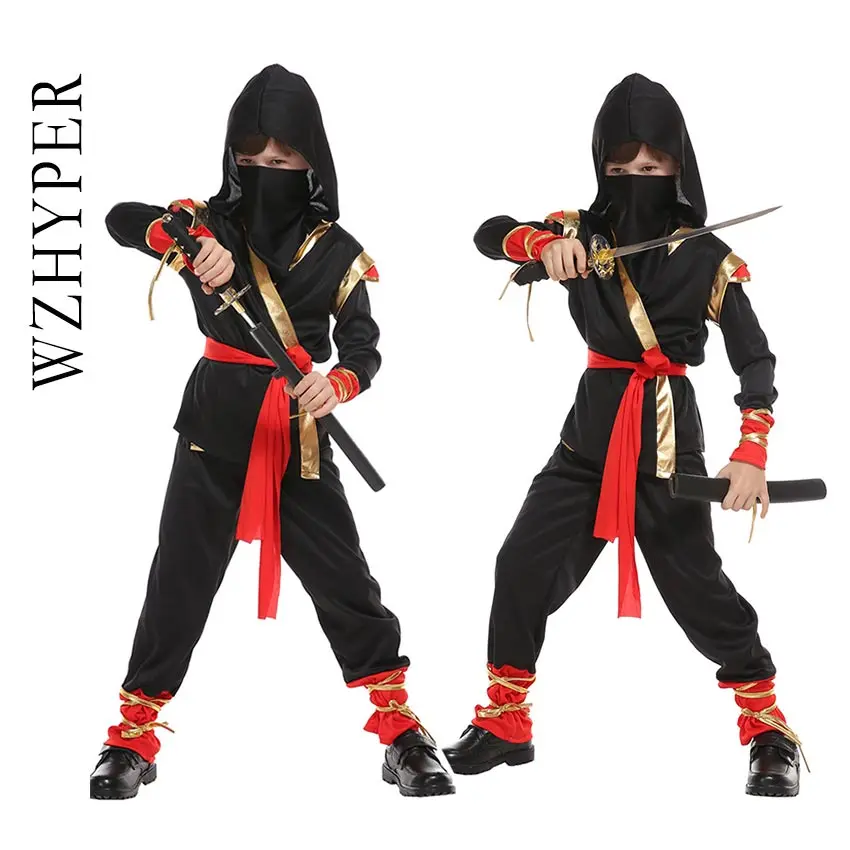Аниме Детский костюм для косплея Ниндзя черный японский мультфильм