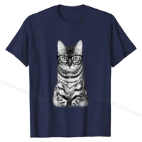 t shirt nerd cat with trendy rectangular eyeglass top t shirts tops tees new cotton custom printed on male