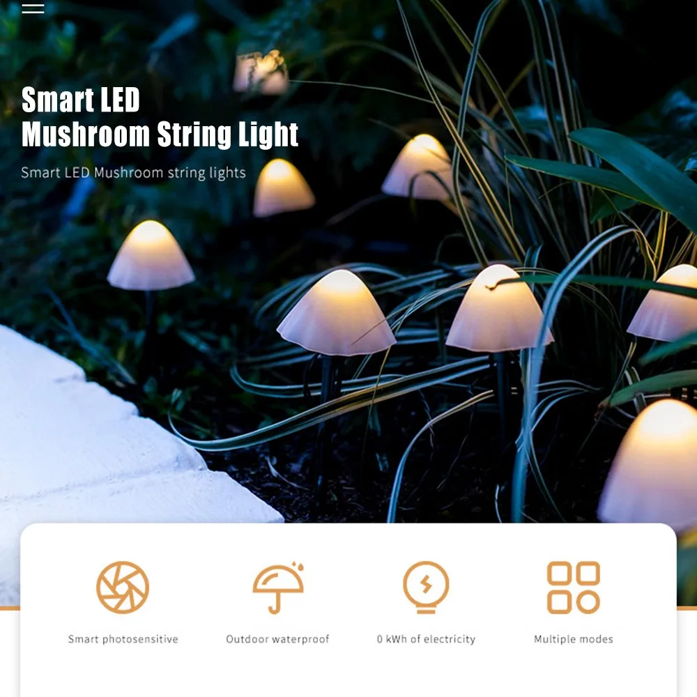 

Solar Fairy Light LED Light Outdoor Solar Stake Waterproof IP65 for Home Yard Patio Pathway Mushroom Garden Decoration Light