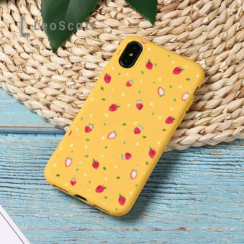 

Cartoon fruit strawberry cherry Phone Case Candy Color for iPhone 11 12 pro XS MAX 8 7 6 6S Plus X SE 2020 XR