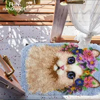 DIY Cartoon Cat Latch Hook Kits Rug Crochet Tapis Lovely Animal Pet Style Needle Embroidery For Carpet Tapestry Kits Pattern Mat