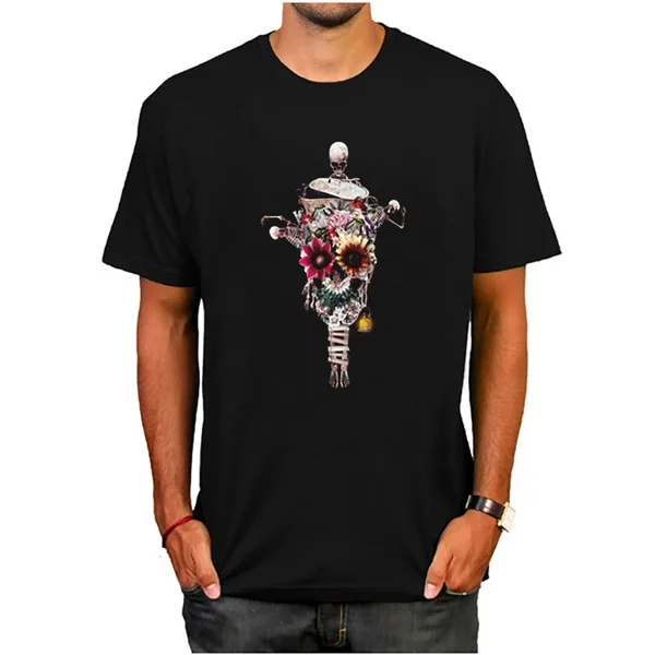 

scarecrow Unique Design Cotton Tee Shirt T-shirt Top Shirts For Men Short Sleeve Cartoon Black