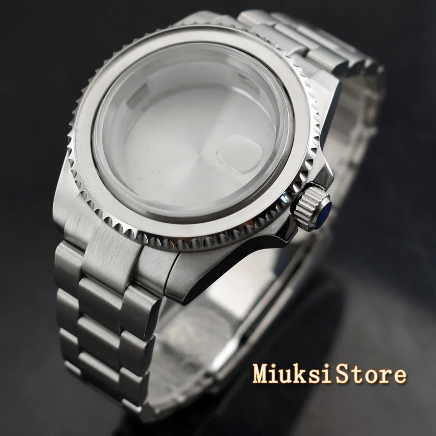 40mm watch case sapphire glass date window stainless steel strap fit NH35 NH36  ETA 2836,Miyota 82 Serie,DG2813/3804