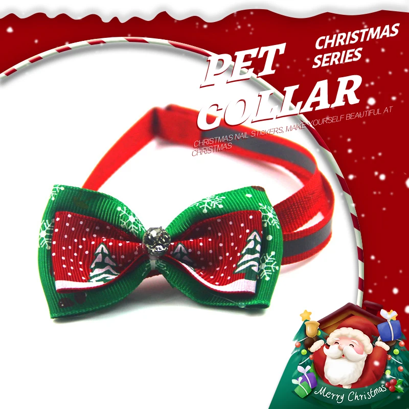 

Dog Pet Cute Christmas Collar Christmas Bow Diamond Necklace Puppy Pet Decoration Pendant Christmas Collar