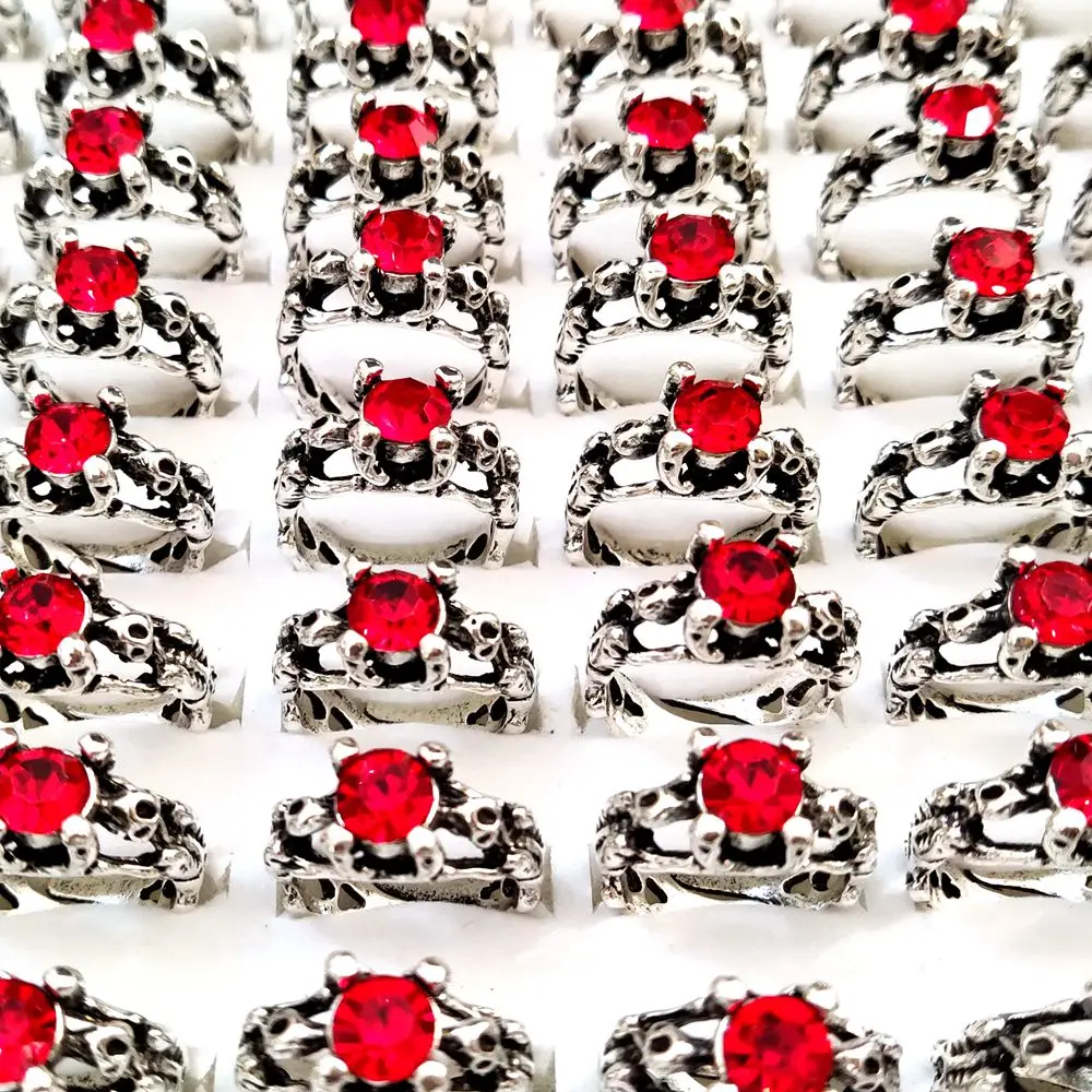 Винтажное серебряное кольцо с красным цирконом 30 шт./лот | Украшения и аксессуары