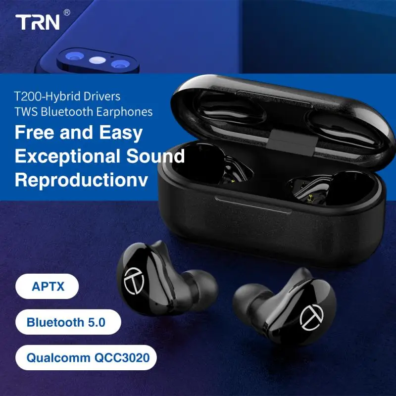 TRN T200 TWS 1BA 1DD гибридные беспроводные наушники драйвер Bluetooth V5.0 гарнитура