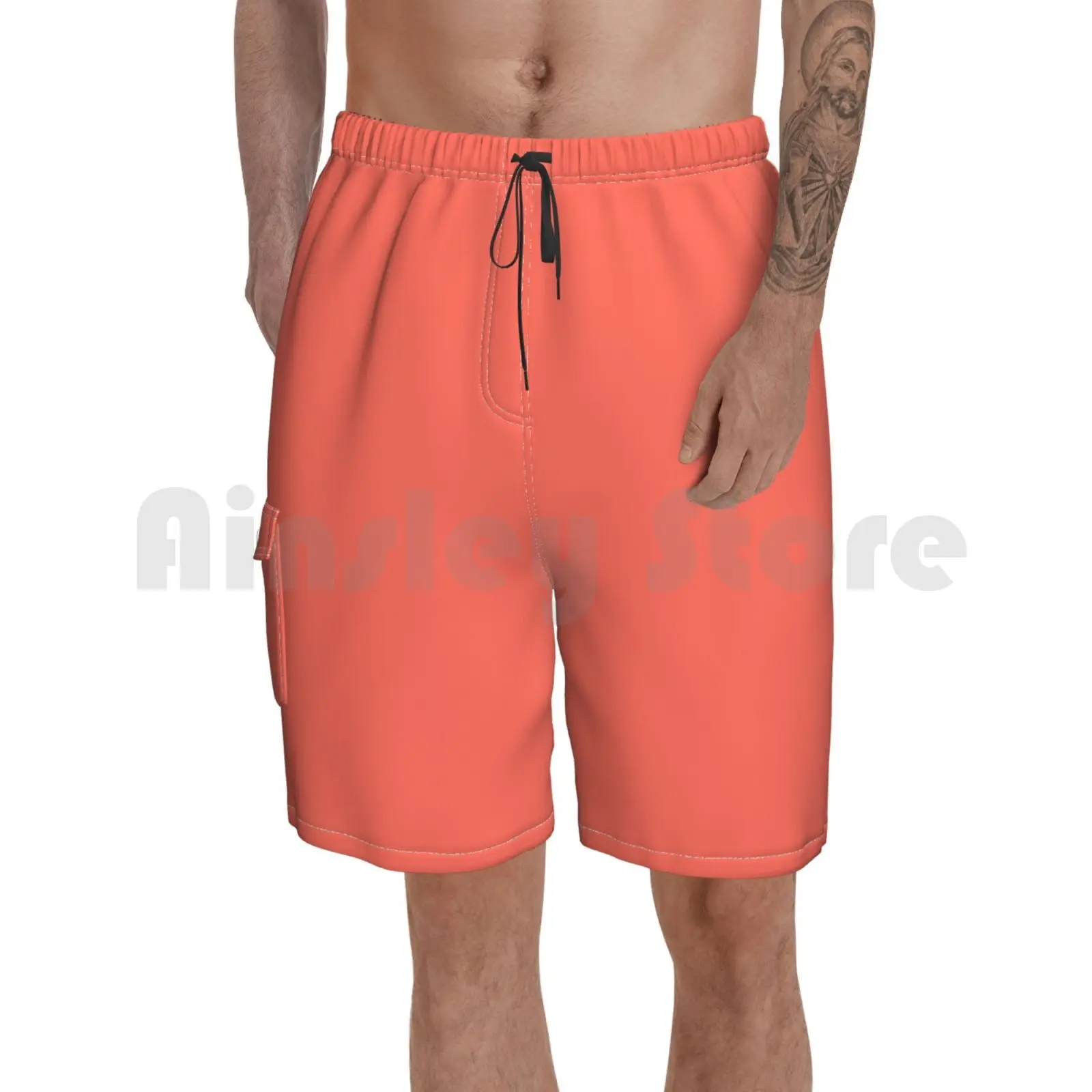 Пляжные шорты однотонные горечь 100 коралловые и лососевые оттенки на подушках