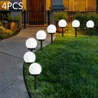 Уличные фонари на солнечной батарее, 4 шт., светодиодсветодиодный водонепроницаемые садовые фонари с шаровым колышком для газона, для двора, патио, дорожки, ландшафта