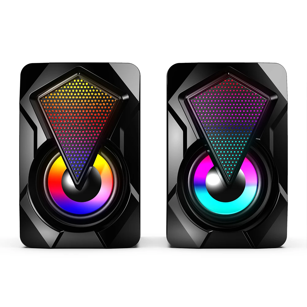 

3Wx2 Multimedia Bass Speakers with RGB Light X2 USB Powered Computer Speakers Stereo Sound Surround Loudspeaker