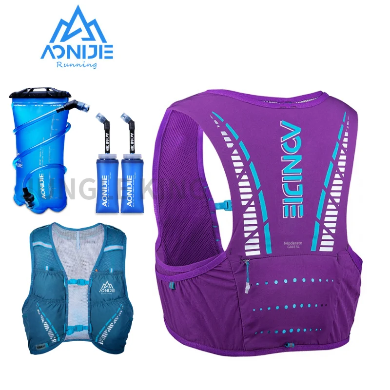 AONIJIE C933S 350ML 2pcs Update Outdoor Sports 5L Backpack Hydration Pack Rucksack Bag Vest Harness for Marathon Camping Running
