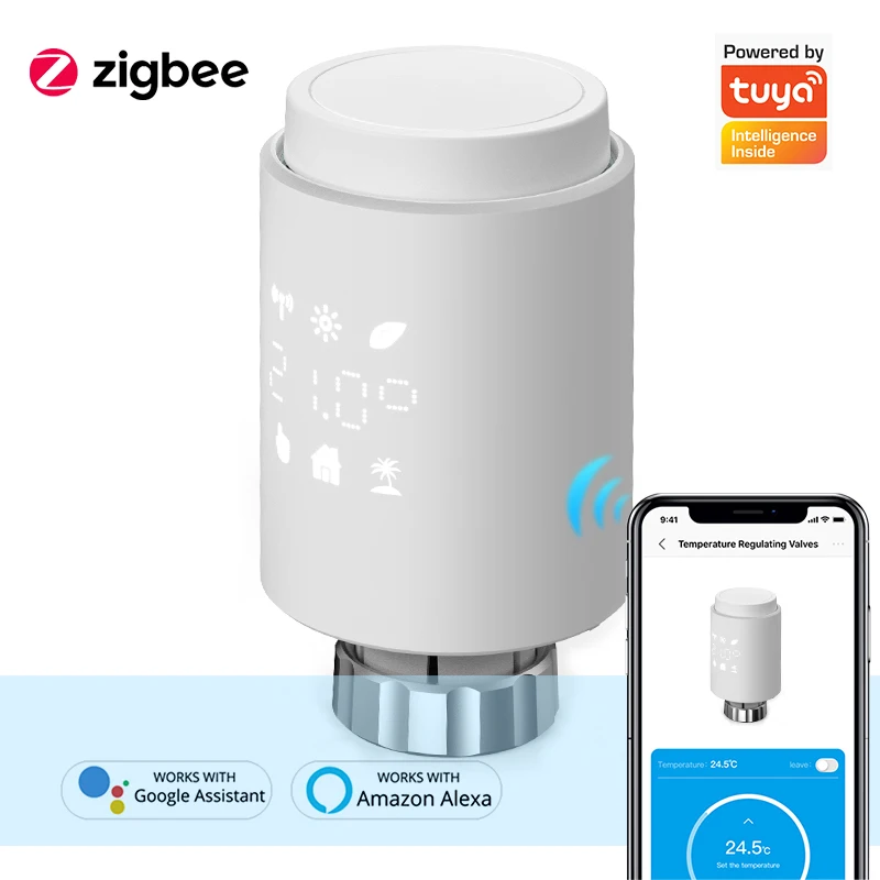 

Умный привод радиатора Tuya ZigBee 3,0, программируемый термостатический клапан радиатора, регулятор температуры, голосовое управление, умный до...