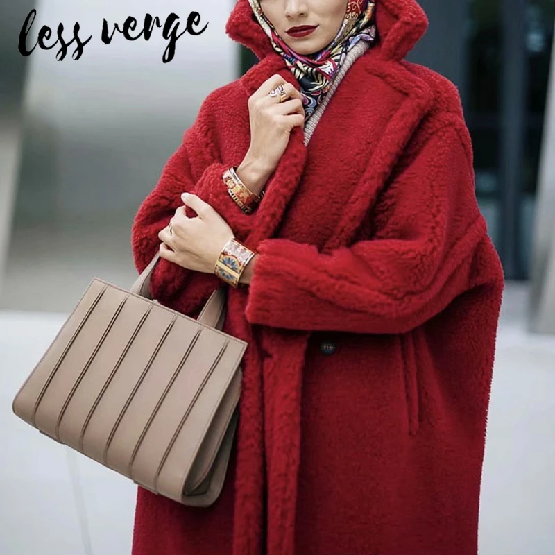 Lessverge осень зима белый искусственный мех плюшевое пальто женское коричневое