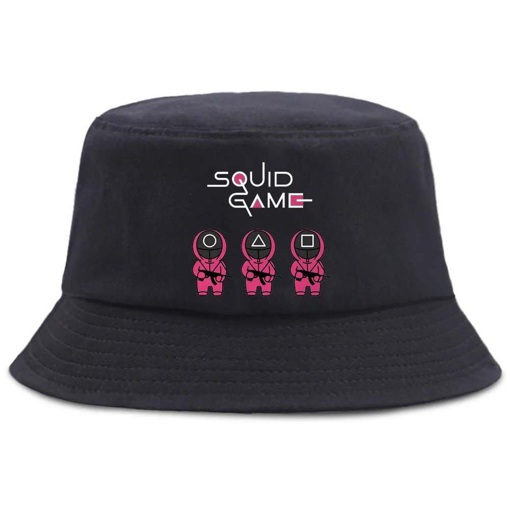 

Панама в стиле кэжуал для мужчин и женщин, мультяшная пляжная шапка от солнца с рисунком игры кальмар, складная Кепка в стиле хип-хоп, лето