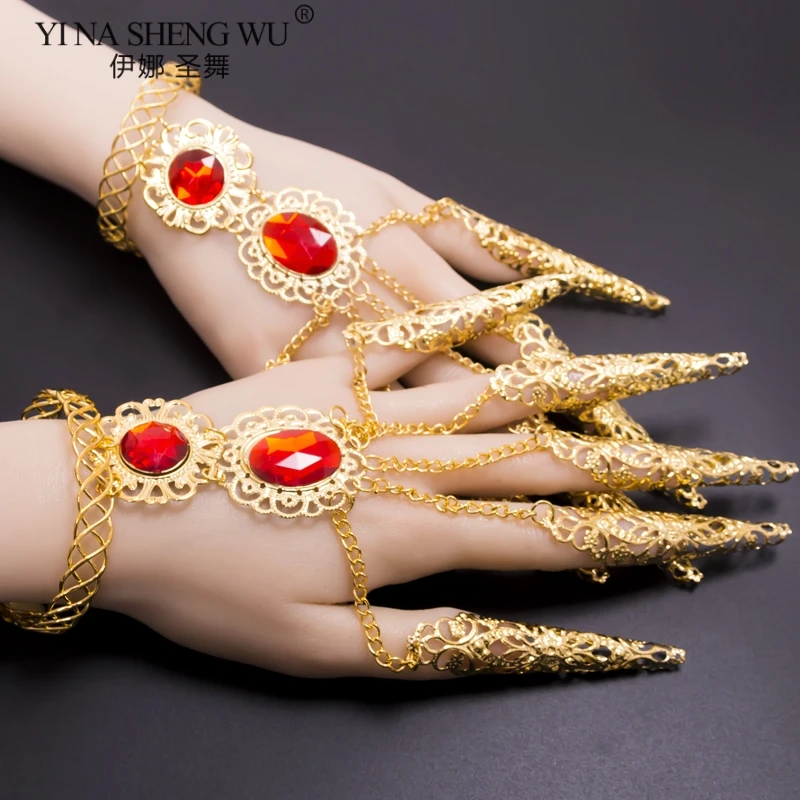 

Ethnic Dance Avalokitesvara Nail Belly Dance Nail Bracelet Gold Belly Dance Rhinestone Nails India Belly Dance Accessories 1Pair