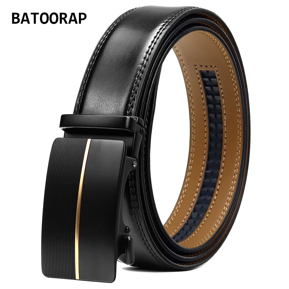 

BATOORAP Luxury Brand Mens Leather Belts Black Cowhide High Quality Formal Belt Buckle Male Designer Business Waist Strap WLE026