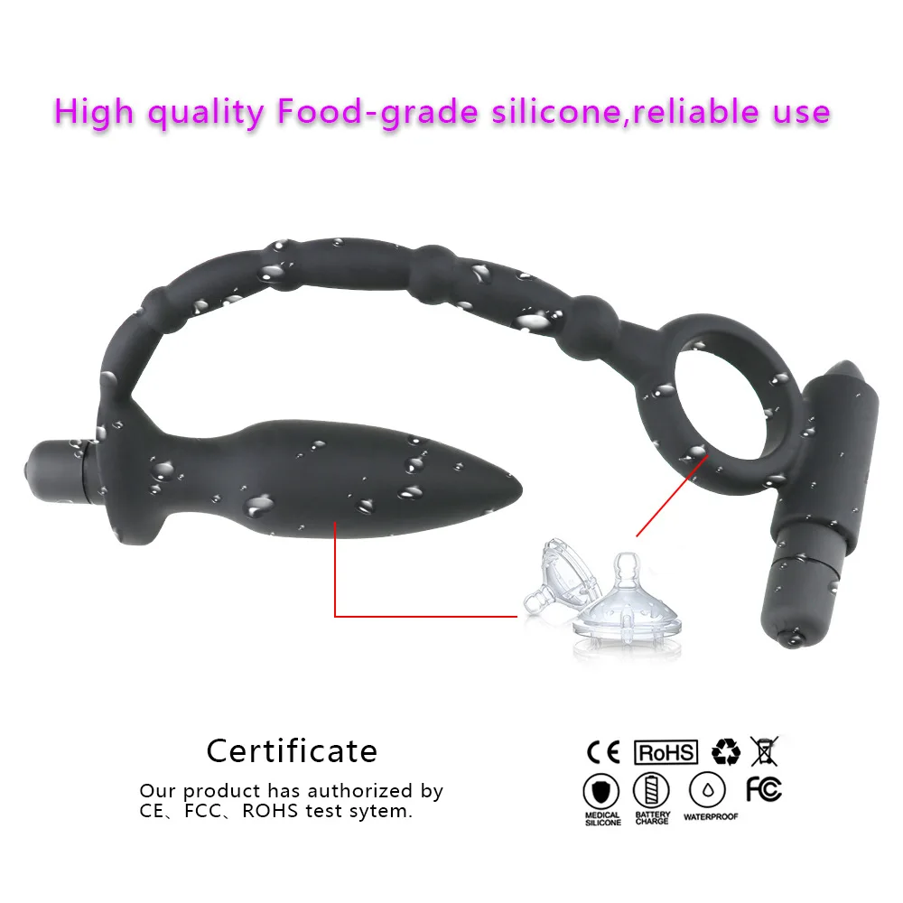 Силиконовый водонепроницаемый анальный вибратор простаты Массажер кольцо для