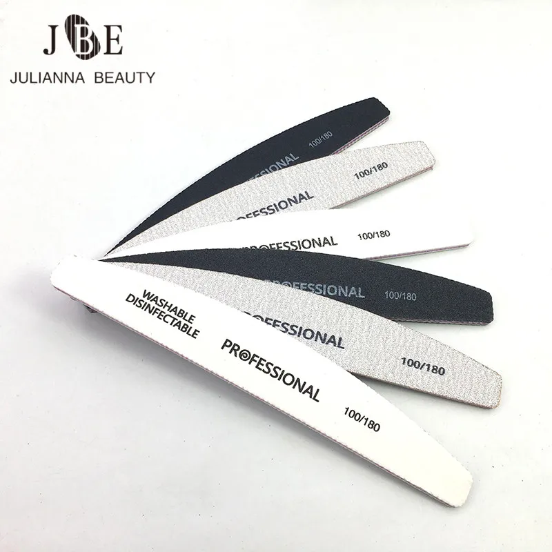 

12PCS Black white gray Nail Art Sanding File 100/180 Sandpaper Limas Buffing Curve Manicure Tools Set nagel vijlen Nail file