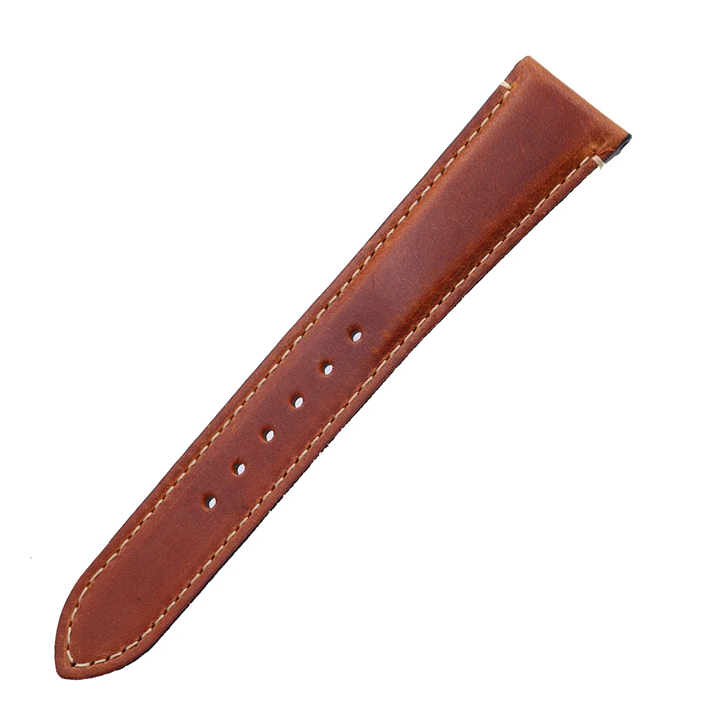 Rolamy Wholesale 22mm Vintage Style Genuine Leather Replacement Wrist Watchband Strap Belt Loops Band Bracelets For IWC Tudor