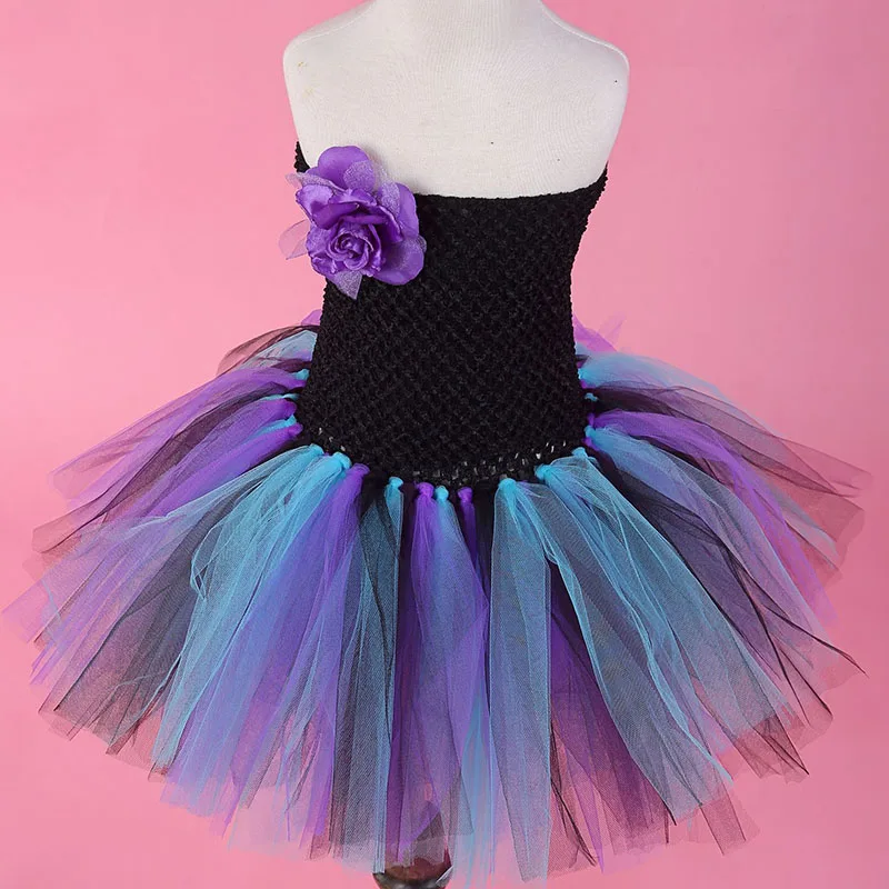 

Girls Flower Peacock Sleeveless Tutu Dress Costumes Performance Show For Kids Children Wedding Party Clothes