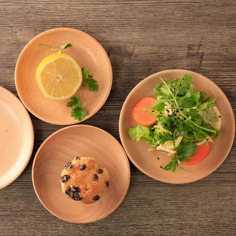 Японская круглая деревянная тарелка поднос для торта посуда бытовая кухонная
