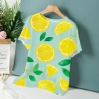 Футболка женская в стиле оверсайз, повседневный топ с 3D эффектом лимонного персика, уличная одежда в Корейском стиле Ulzzang с коротким рукавом, на лето