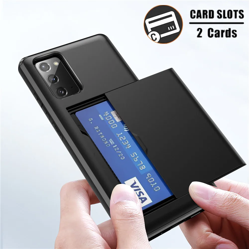 

Armor Slide Card Case For Samsung S20 FE S21 Plus Note 20 Ultra Coque Card Slots Cover For Galaxy S20+ S21+ s20fe Case Funda