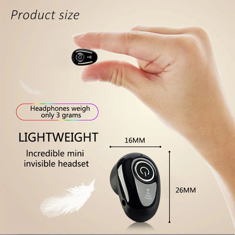 S65 Mini 5.0 Bluetooth Earphone Sport Gaming Headset with Mic Wireless headp hone Handsfree Stereo Earbuds For Xiaomi All Phones |
