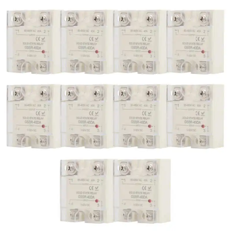 

10Pcs Solid State Relay DC Control AC GSSR-40DA 24-380V for Mechanical Control System