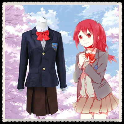 High Quallity Anime Free ! Gou Matsuoka JK School Uniform Woman Cosplay Costume Coat + Sweatshirt + Shirt + Skirt + Bowknot