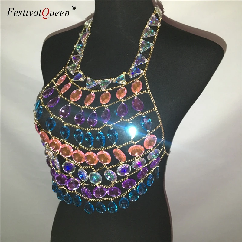 Festival queen, женский короткий топ с кристаллами и металлической цепочкой,, блестящие, сексуальные, с драгоценными камнями, с блестками, с вырезами, на бретельках, летние, пляжные, вечерние, топики