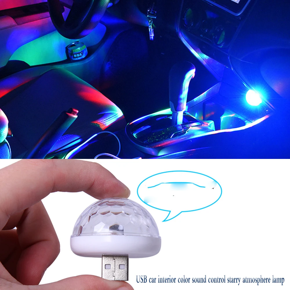 USB светодиодный атмосферный светильник для автомобиля DJ RGB цветная музыкальная