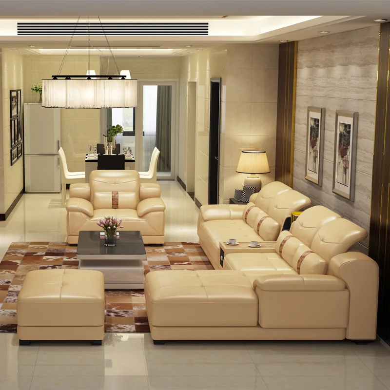 

2014 new dubai furniture sectional luxury and modern corner leather living room arab l shaped sofa design and prices set
