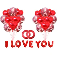 zljq letters i love you balloons kit wedding party decorations aluminum foil heart confetti air ballon valentines day decor