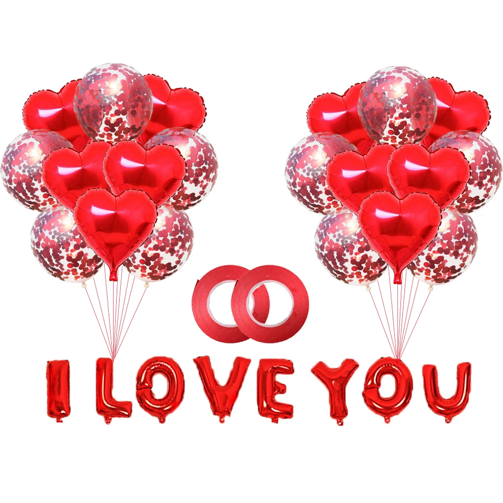 Набор воздушных шаров ZLJQ с надписью I LOVE YOU украшения для свадебной вечеринки