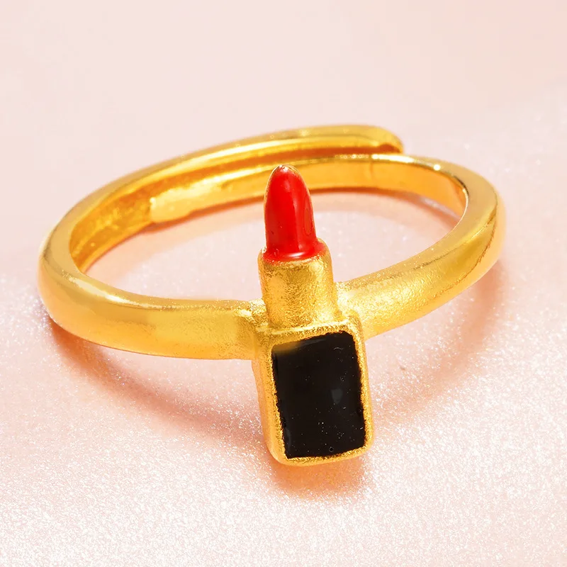 

Lipstick Ring Cute Sexy 24K Gold Plated Rings for Women Funny Party Birthday Anniversary Engagement Statement Rings New Jewelry