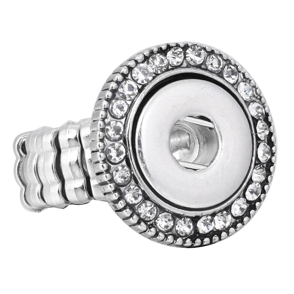 New Crystal Snap Button Ring 12mm Buttons Jewelry Elastic Adjustable Mini Rings for Women Gift | Украшения и аксессуары