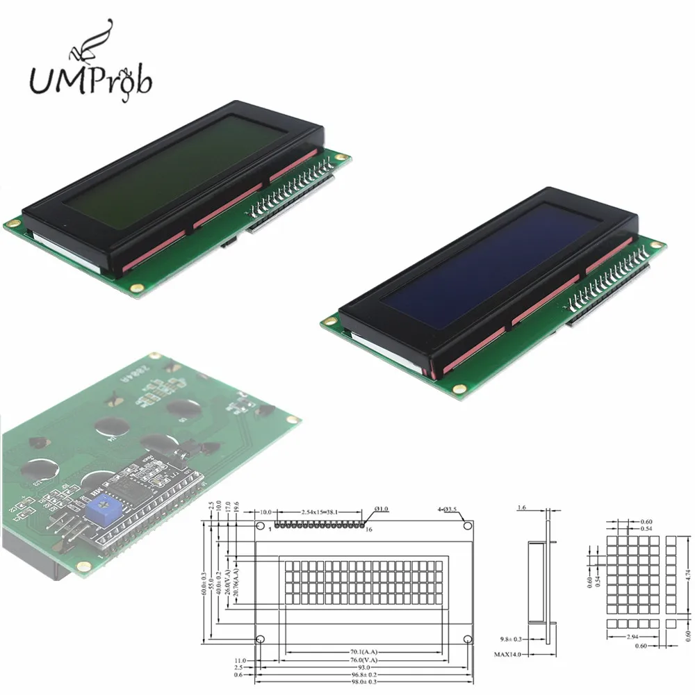 LCD2004 + I2C 2004 20x4 2004A синий/зеленый экран HD44780 символ LCD/w IIC/I2C серийный интерфейс
